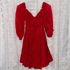 NWT Red Long Sleeve Ruffle Dress